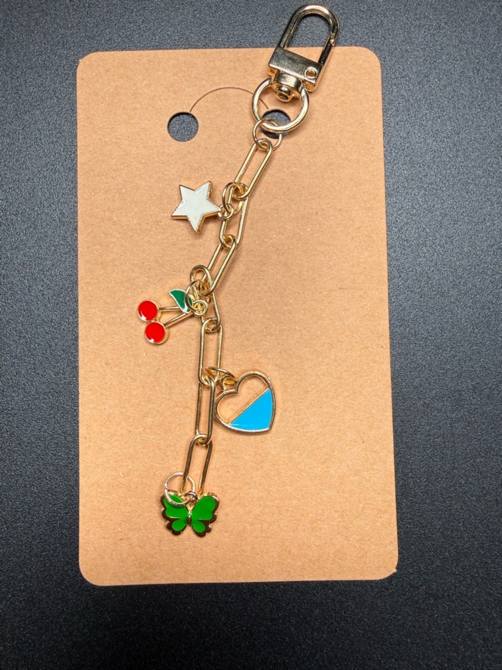 Gold Tone Charm Keychain